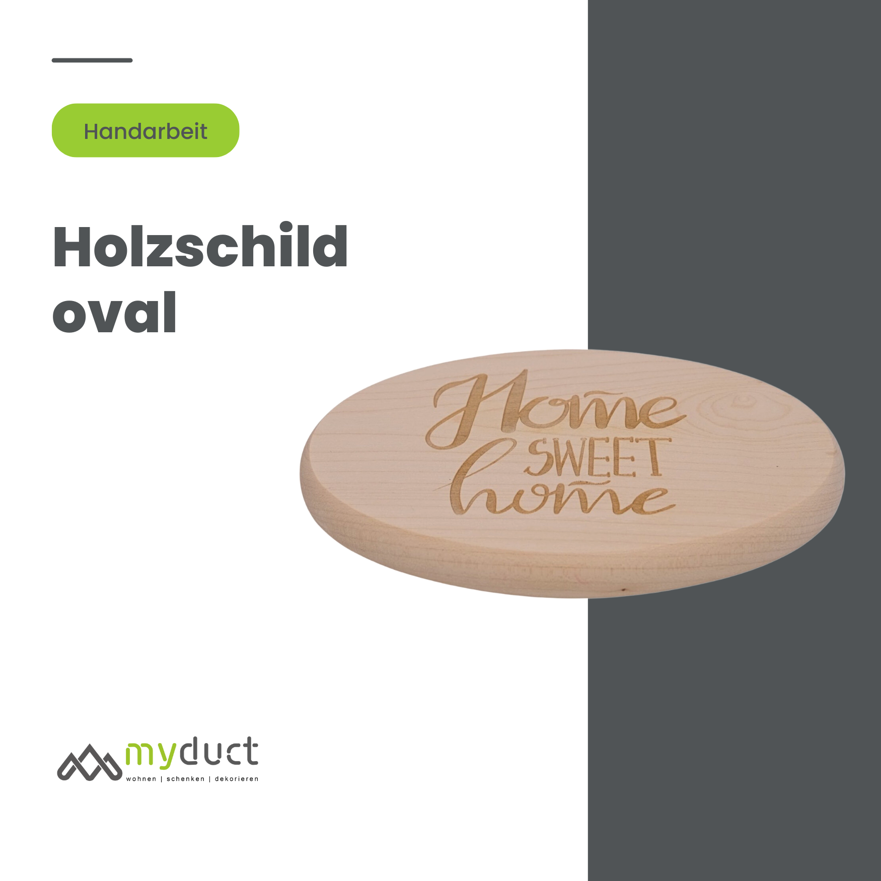 Holzschild oval mit Gravur aus Ahornholz  16cm für Haustür