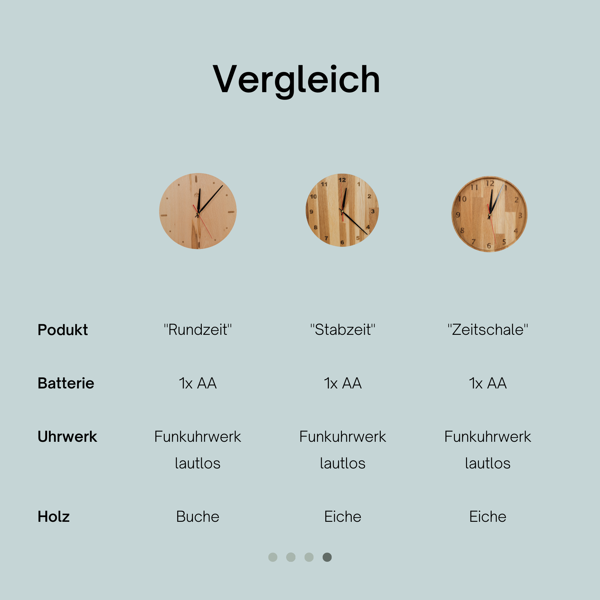 myduct Premium Funk-Wanduhr "Rundzeit" mit Gravur aus Buchenholz Ø 30cm, lautloses Uhrwerk für Wohnzimmer Schlafzimmer Küche