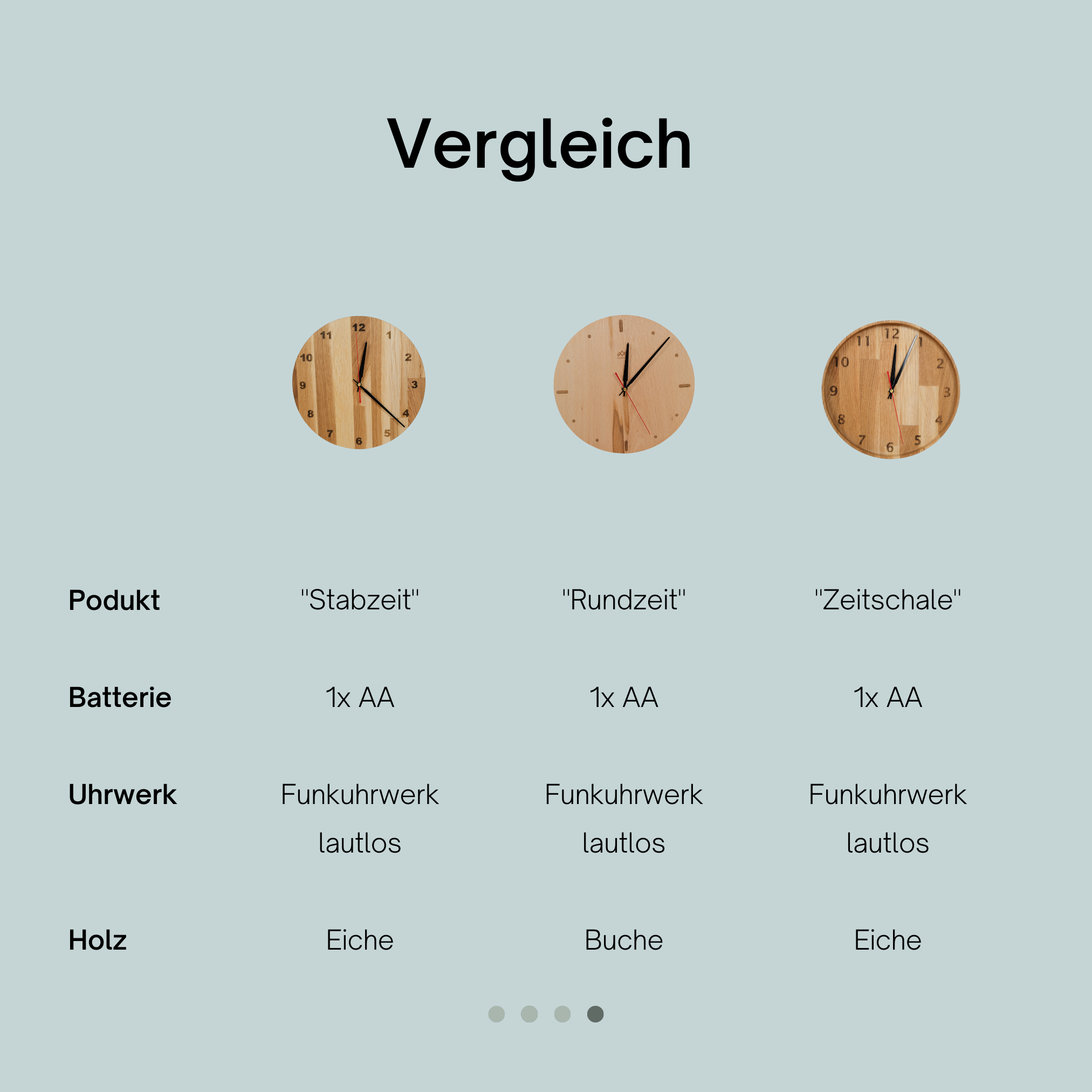 myduct Premium Funk-Wanduhr "Stabzeit" mit Gravur aus Eichenholz Ø 30cm, lautloses Uhrwerk für Wohnzimmer Schlafzimmer Küche