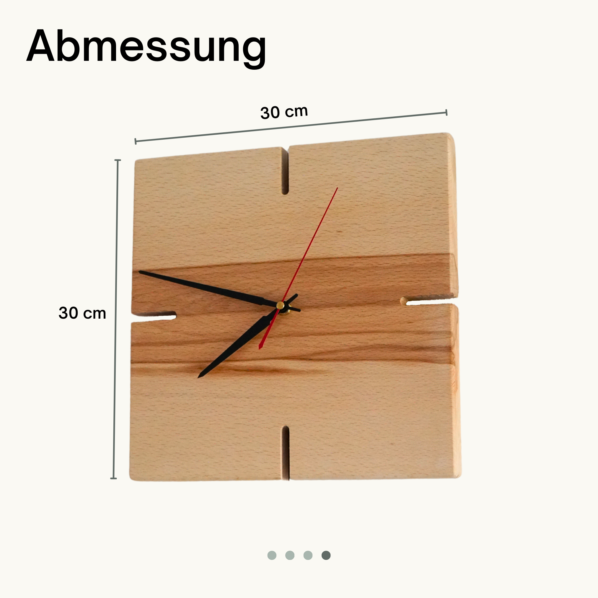 myduct Premium Funk-Wanduhr "Holzeck" aus Buchenholz Ø 30cm, lautloses Uhrwerk für Wohnzimmer Schlafzimmer Küche