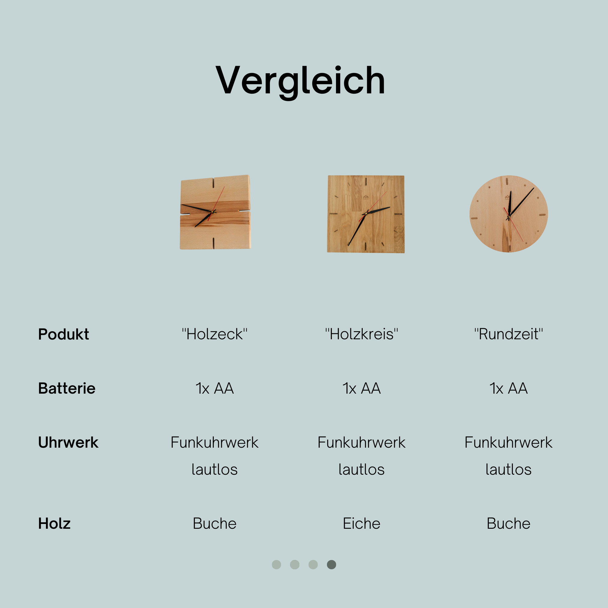 myduct Premium Funk-Wanduhr "Holzeck" mit Gravur aus Buchenholz Ø 30cm, lautloses Uhrwerk für Wohnzimmer Schlafzimmer Küche