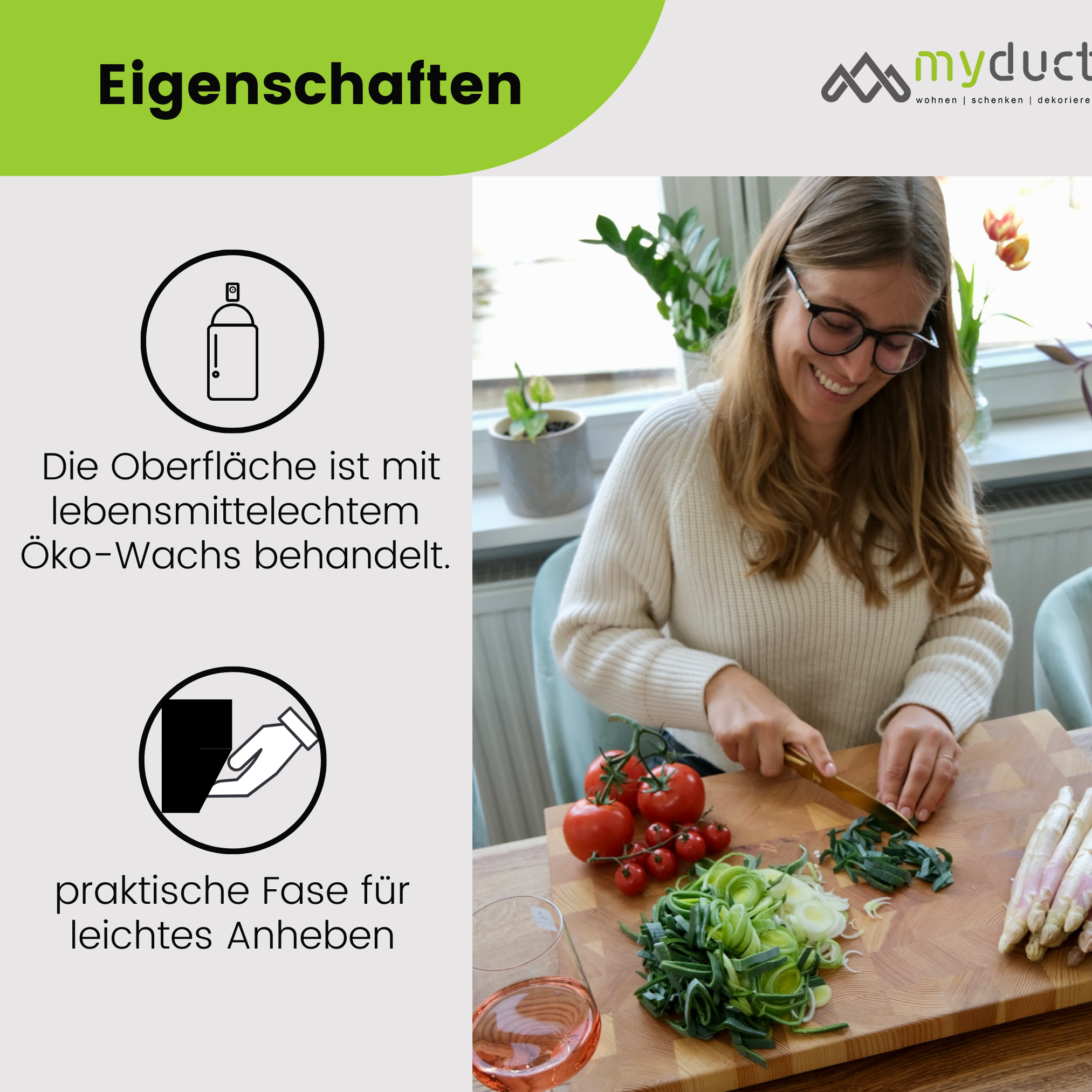 Stirnholz Schneidebrett aus Lärchenholz 50x35x4cm