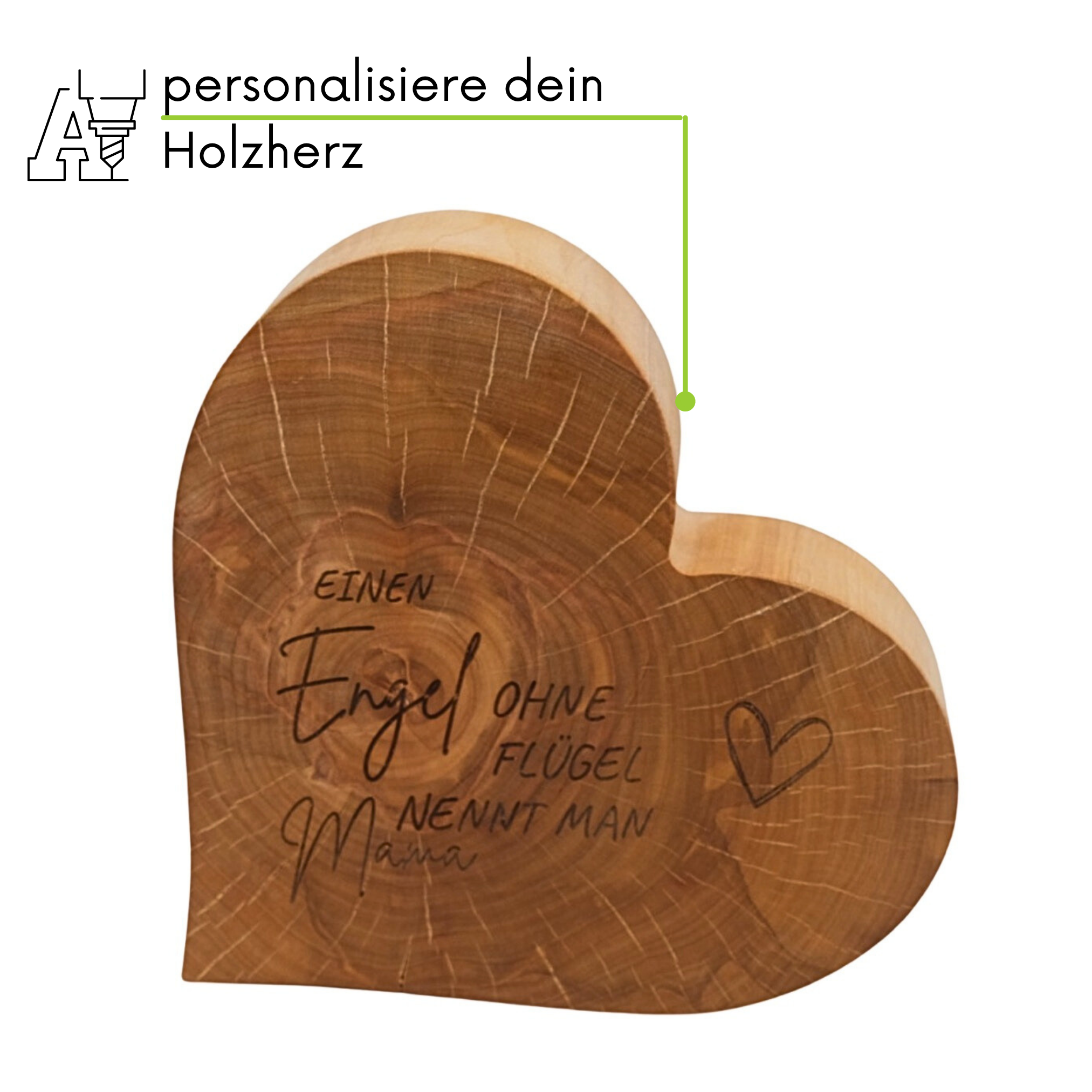 Holzherz mit personalisierter Gravur aus Birkenstamm 20cm groß als Geschenk