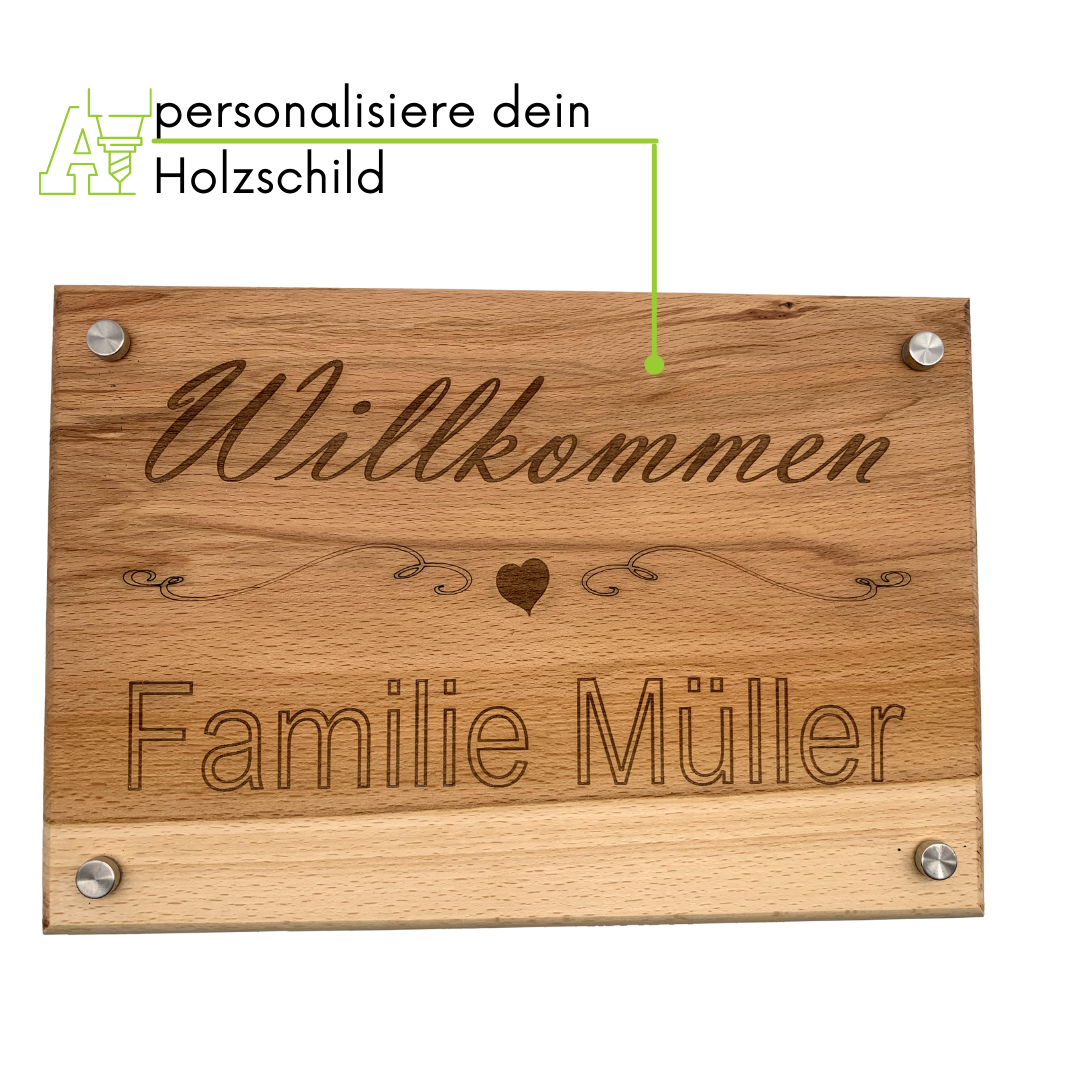 personalisiertes Türschilder aus Buchenholz mit deinem Wunschtext