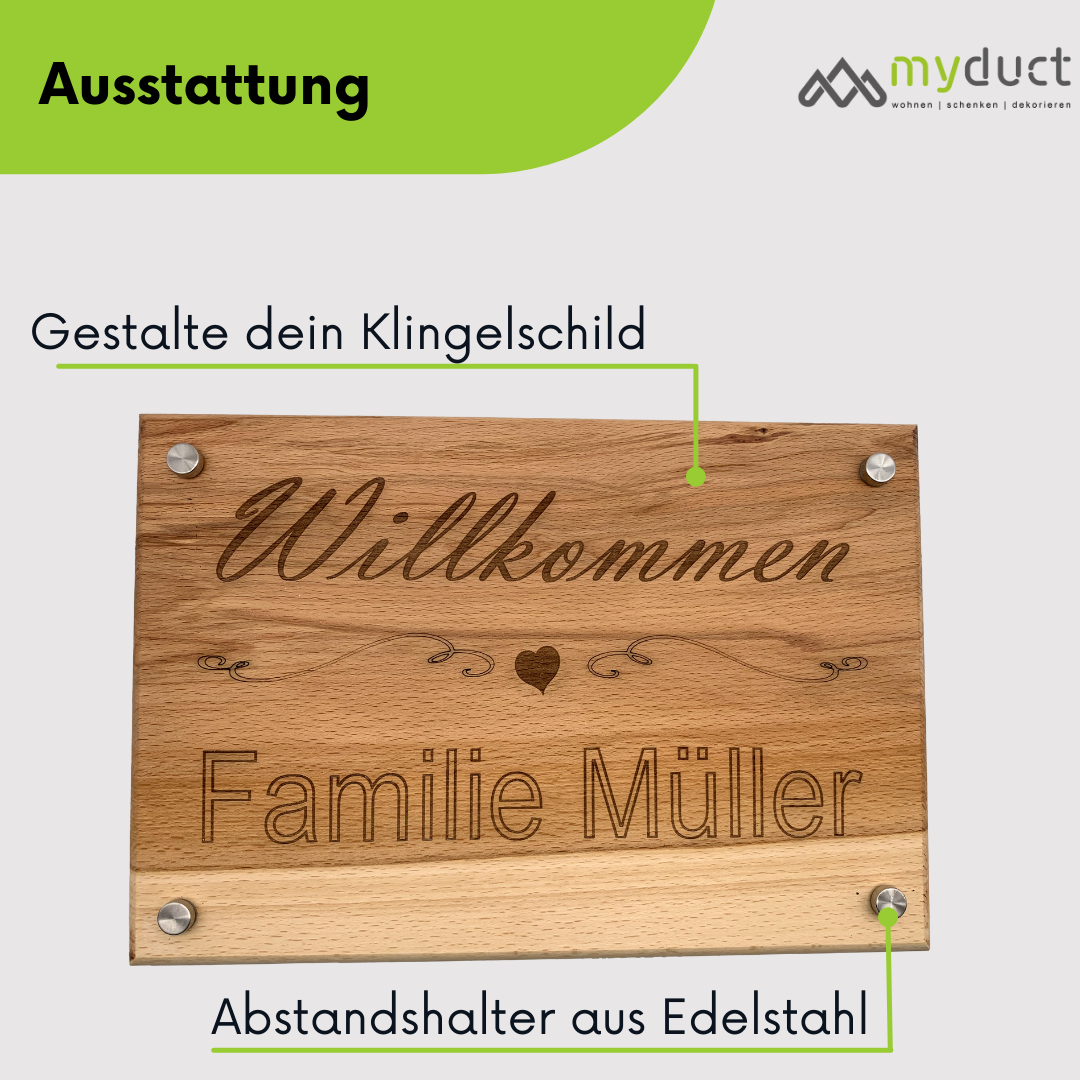 personalisiertes Türschilder aus Buchenholz mit deinem Wunschtext