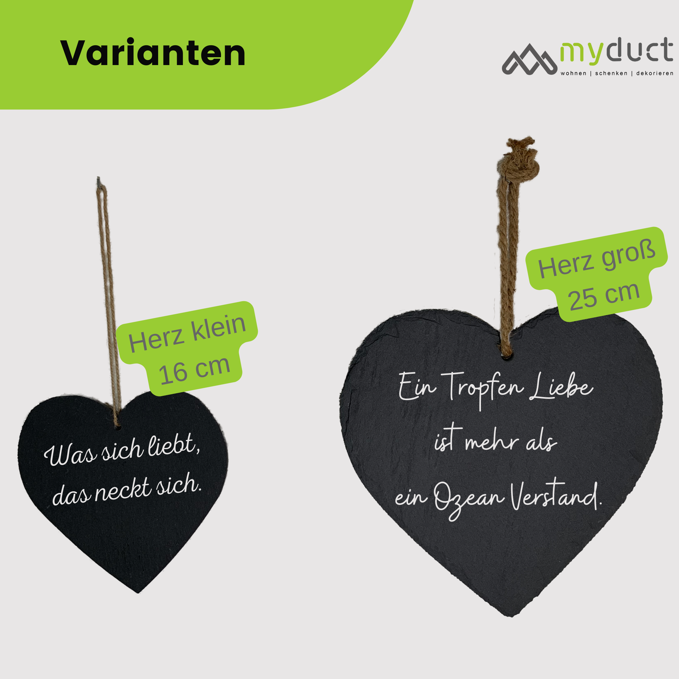 personalisiertes Schieferherz mit stabiler Kordel