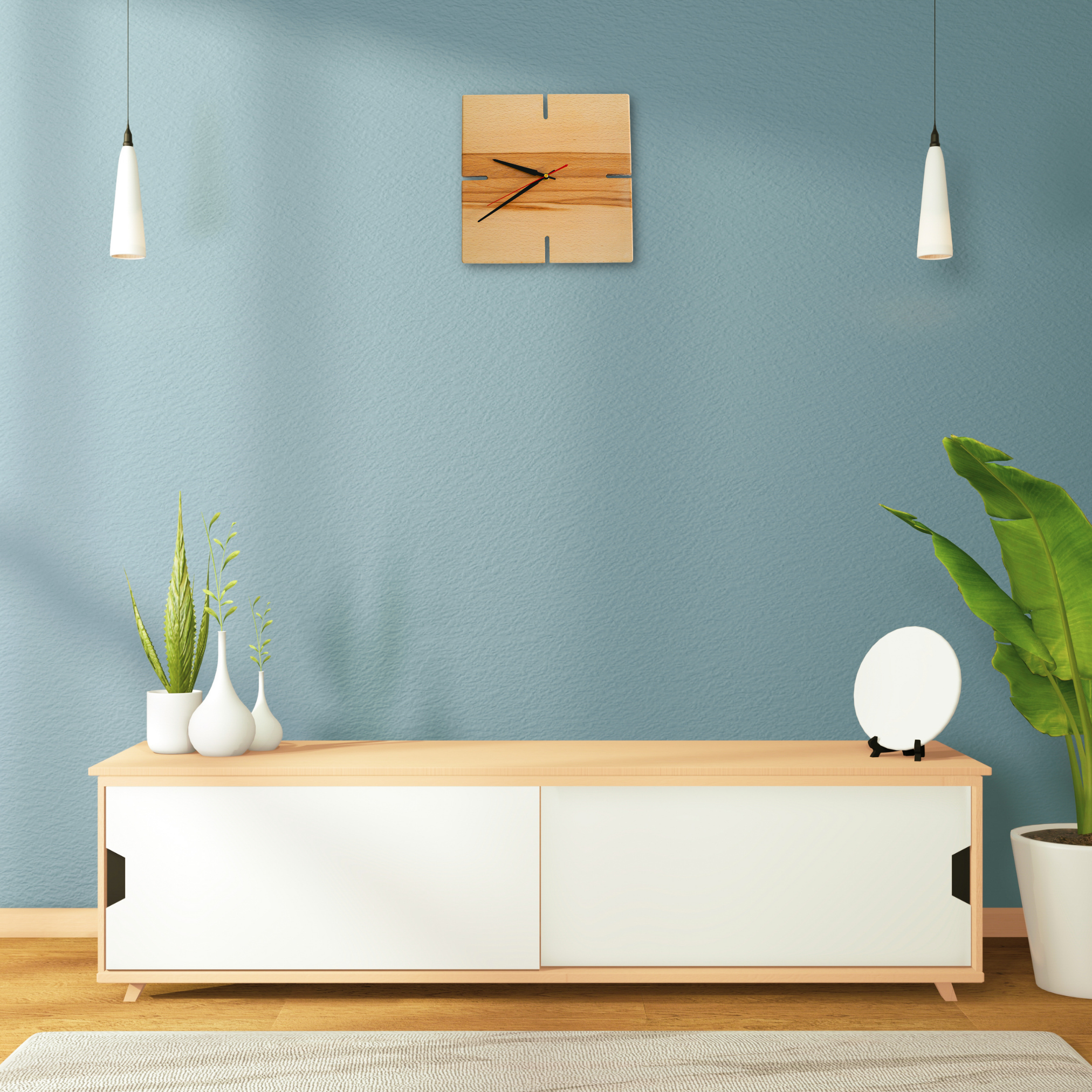 myduct Premium Funk-Wanduhr "Holzeck" aus Buchenholz Ø 30cm, lautloses Uhrwerk für Wohnzimmer Schlafzimmer Küche